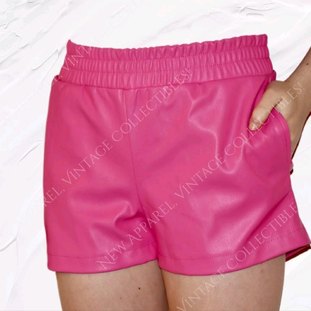 Jolie & Joy Girls Relaxed‎ Fit Pink 2" ShortVegan Leather Shortie Hot Pants L/14